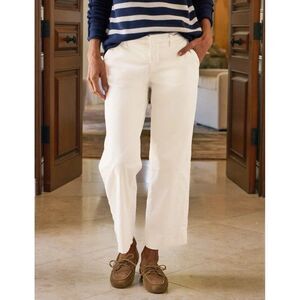 Frank & Eileen Westport Pants 10 White Cotton Chino High Rise Wide Leg